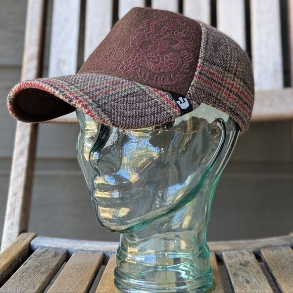 Goorin Bros Brown Wool Plaid Ball Cap Leather Band One Size - Picture 10 of 10